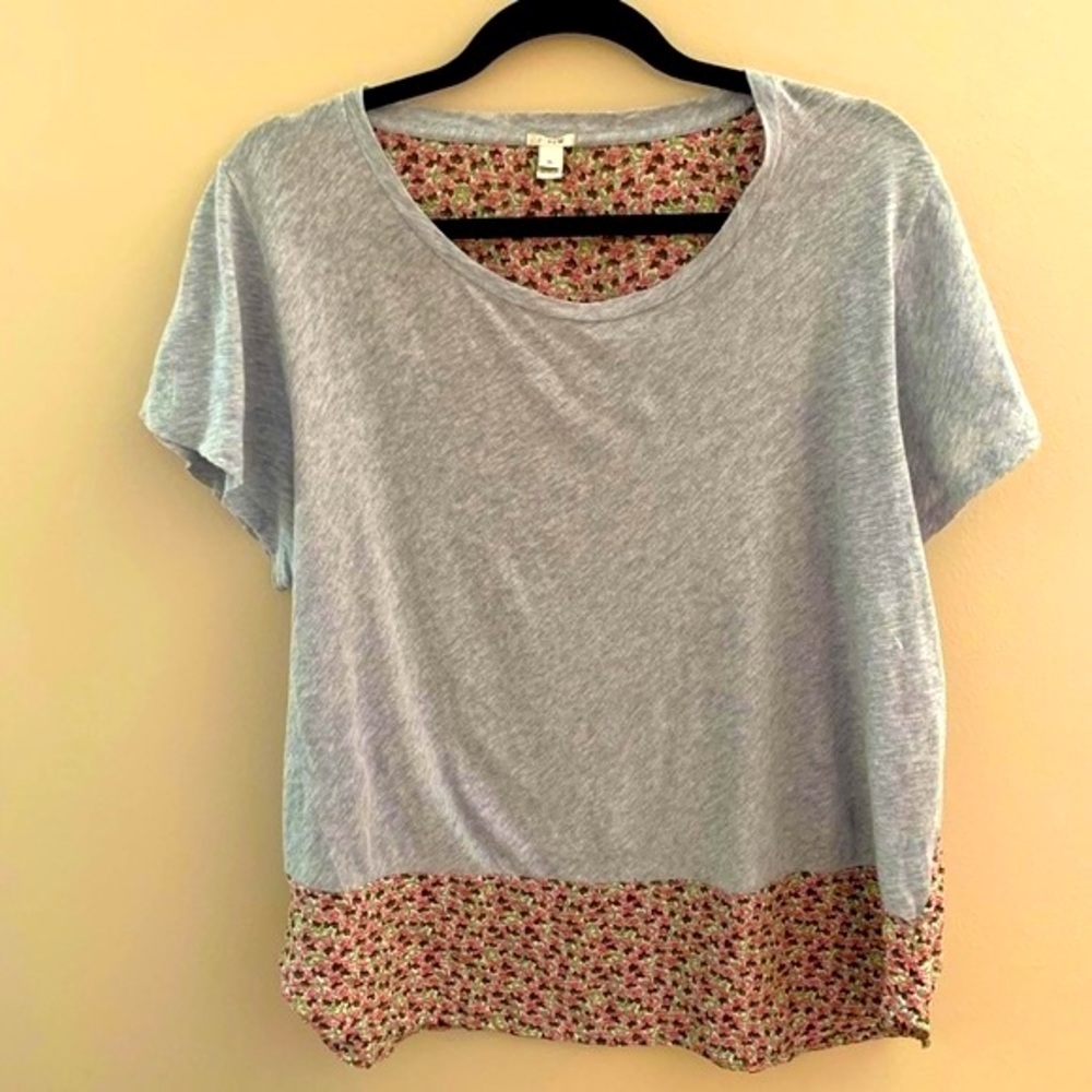 J CREW mixed media floral tee